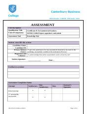 SITHCCC006 Context Docx Canterbury Business College CRICOS Code