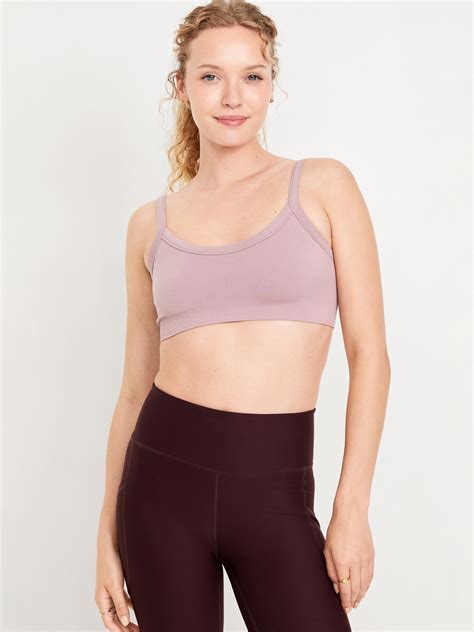 Light Support Seamless Ribbed Sports Bra Old Navy