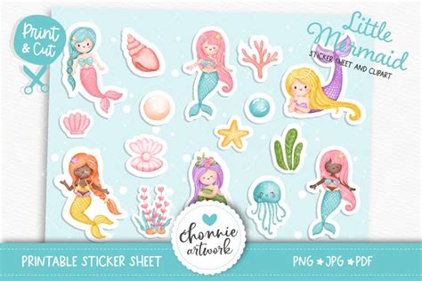 Little Mermaid Sticker Mermaid Printable Stickers