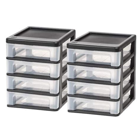 Iris 1 Qt Compact Desktop 4 Drawer System In Black 2 Pack 586014