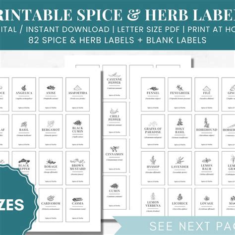 Spice Jar Labels Etsy