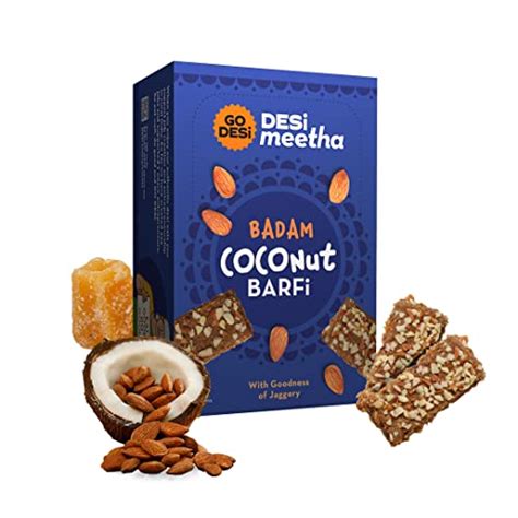 GO DESi DESi Meetha Badam Coconut Barfi 500 Grams 40 Individually