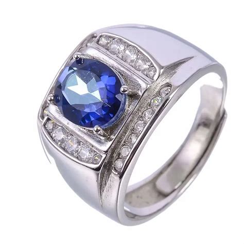 Men Ring Natural Topaz Ring Natural Real Blue Topaz 925 Sterling