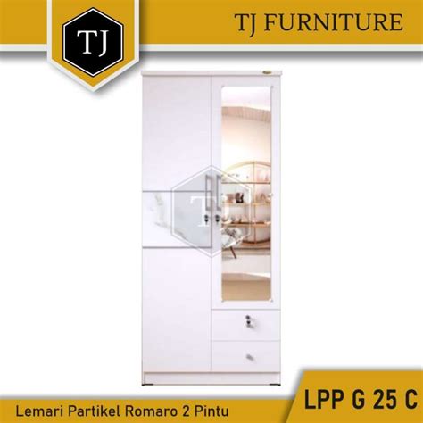 Jual Romaro Lemari Pakaian Kayu Partikel Motif Marmer Putih Kabinet