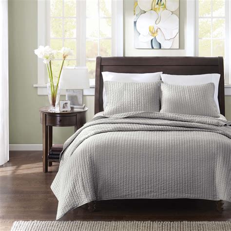 Madison Park Jaxson Grey 3 Piece Coverlet Set Size Fullqueen In Grey