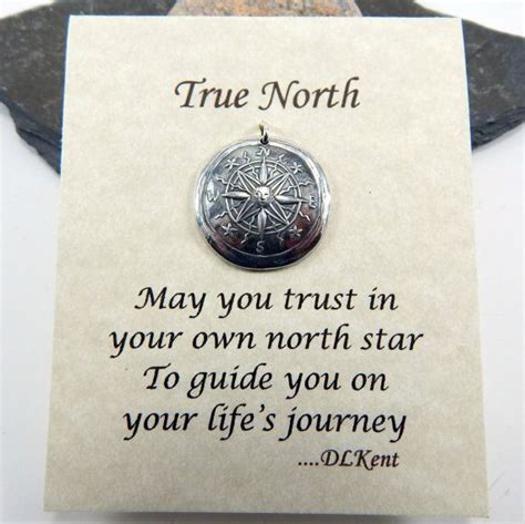 True North Extra Large Silver Compass Pendant Inspirational Jewelry Custom Engraving True