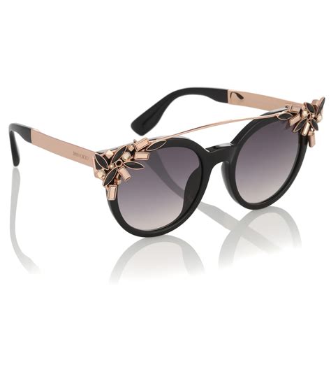 Jimmy Choo Synthetic Viv Crystal Embellished Sunglasses In Black Lyst