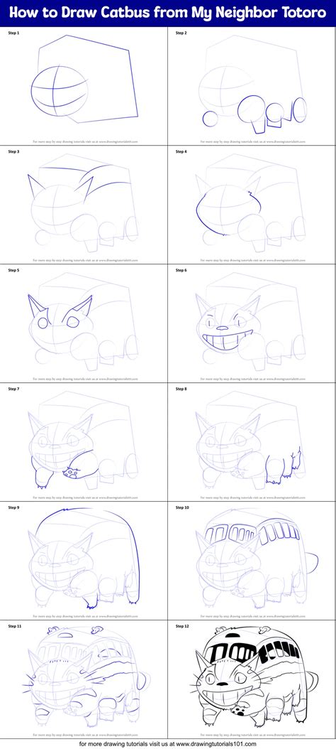 How to Draw Catbus from My Neighbor Totoro printable step by step ...