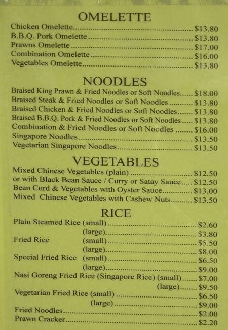 Menu At Pearl Garden Restaurant Upwey