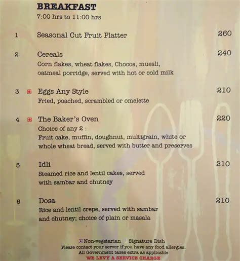 Menu Of Citrus Cafe Lemon Tree Hotel Hinjawadi Pune