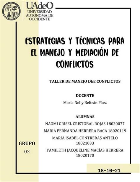 Estrategias Y T Cnicas Para El Manejo Y Mediaci N Mar A Fernanda Udocz