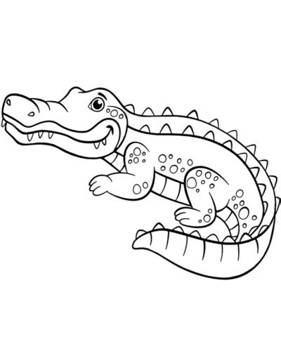 Cartoon alligator coloring page to print