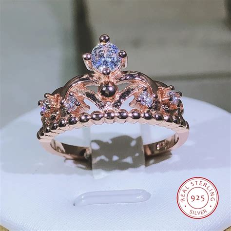 Silver For Women Luxury Hollow Out Princess Crown Blue Purple Red