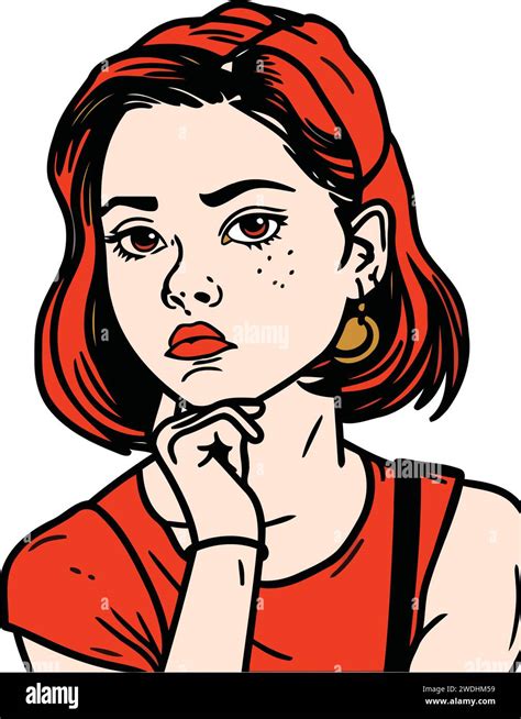 Beautiful Girl Thinking Vector Illustration In Pop Art Comic Style Stock Vector Image And Art Alamy