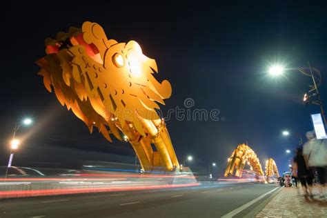 Dragon Bridge at Night, the Famous Bridge in Da Nang City, Vietnam ...