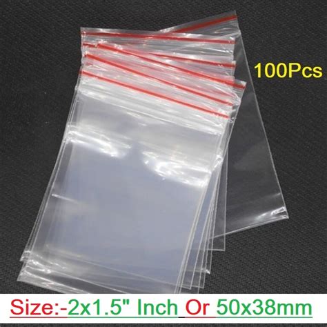 Zipper Lock Bag 100Pcs Size 4×5″ Inch 100x125mm Zip Lock Plastic Transparent Packet Zipper Poly ...