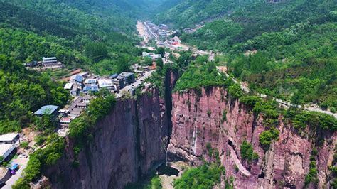 Aerial Establishing Shot Of The Huixian City Built Above The Guoliang