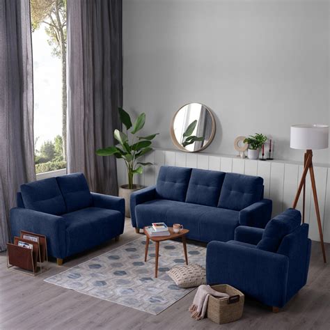 Buy Yolo 3 2 1 Seater Blue Color Sofa Sleepyhead