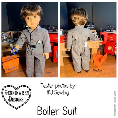 Genniewren Designs Boiler Suit Doll Clothes Pattern 18 Inch American Girl Dolls