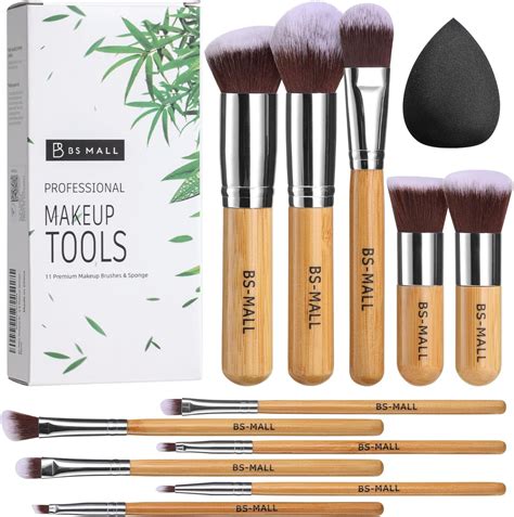 Amazon Bs Mall Makeup Brush Set Pcs Bamboo Synthetic Kabuki