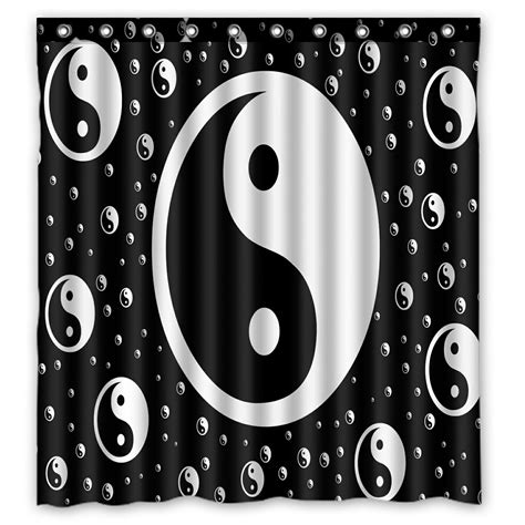 Phfzk Asian Shower Curtain Chinese Symbol Of Taoism Yin Yang Polyester