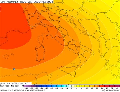 Modello Meteo Gfs Focus Italia Mappa Hpa Gpt Anomaly Vs Cli No