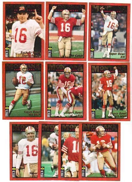 Set JOE MONTANA 1995 Upper Deck Collectors Choice Chronicles 10 Card