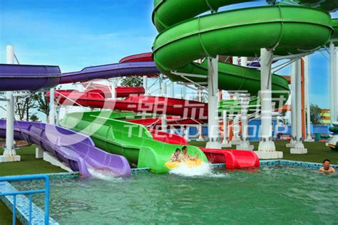 Giant Water Park Accessories Fiberglass Water Slide With 108m Platform