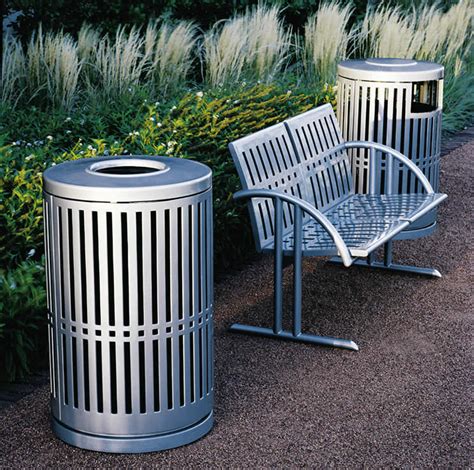 Public Trash Can Chase Park Landscapeforms Steel Aluminum