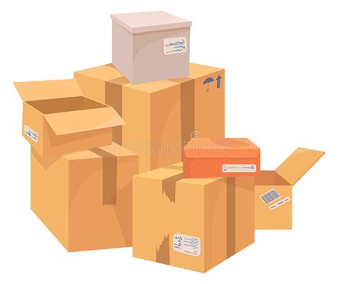 Cartoon Stack Boxes Stock Illustrations 1 984 Cartoon Stack Boxes