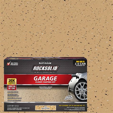 Tan Rust Oleum RockSolid Garage Floor Coating Kit 293515 High Gloss 2