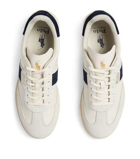 Mens Polo Ralph Lauren White Leather Heritage Area Sneakers Harrods Uk