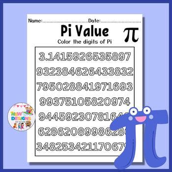 Pi Day Coloring The Digits Of Pi Coloring Pages Printable Worksheet