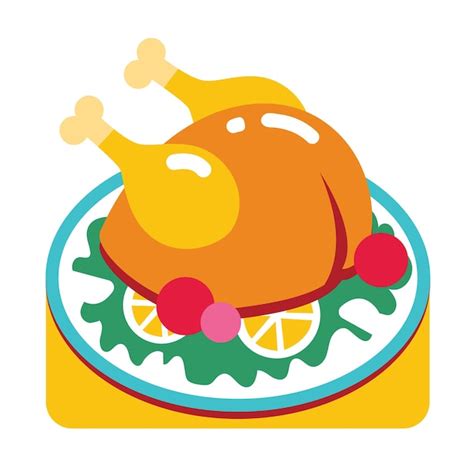 Premium Vector Delicious Turkey For Thanksgiving Chicken And Vegetable Dish On A Plate