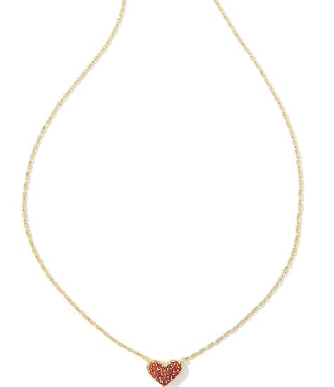 Kendra Scott Ari Pave Crystal Heart Gold Short Pendant Necklace Dillard S