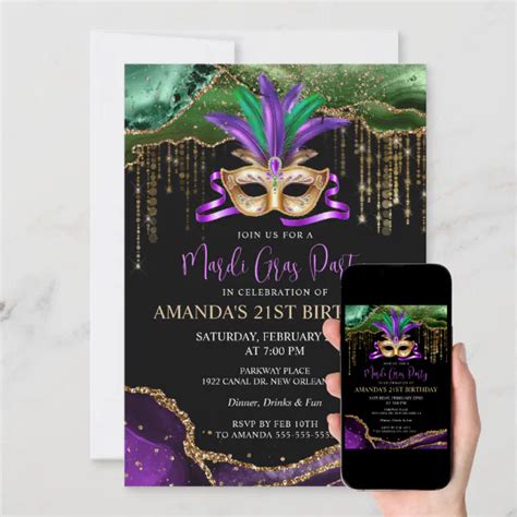 Mardi Gras Masquerade Party Invitation Zazzle