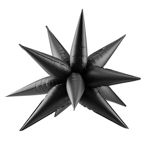 Matte Black 3D Star Air Fill Giant Foil Balloon 95cm 37 In Partyrama