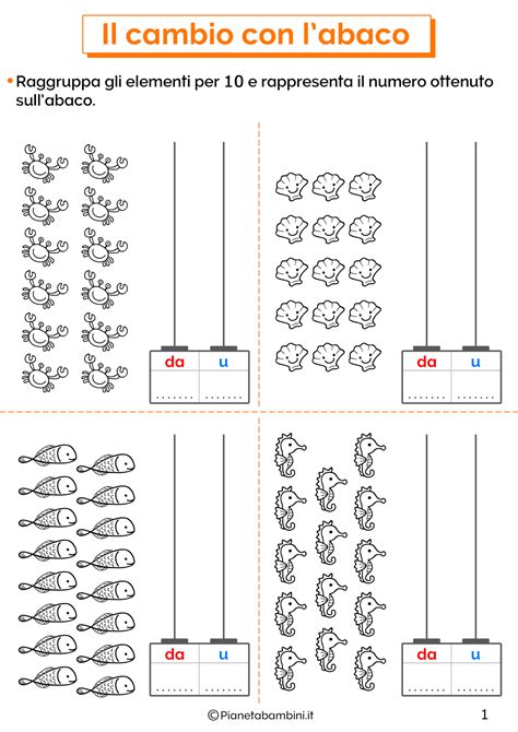 Il Cambio Con L Abaco Schede Didattiche Per La Classe Prima