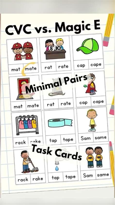 Cvc Vs Cvce Minimal Pair Task Cards For Decoding Short And Long Vowels