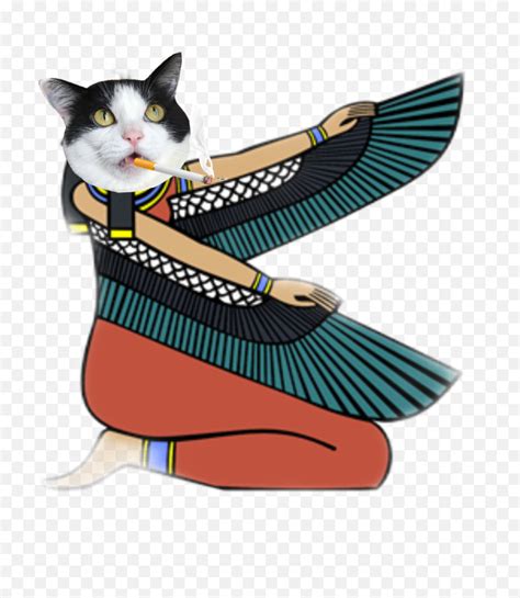 Hieroglyph Catqueen Goddess Sticker Egyptian Goddess With Wings Emoji