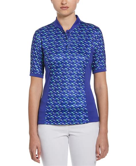 Pga Tour Womens Flamingo Print Half Sleeve Golf Polo Shirt Macys