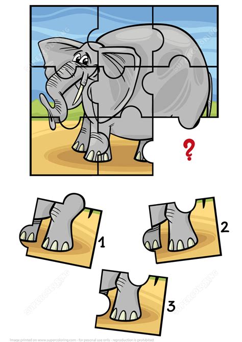 Jigsaw Puzzle With Elephant Free Printable Puzzle Games