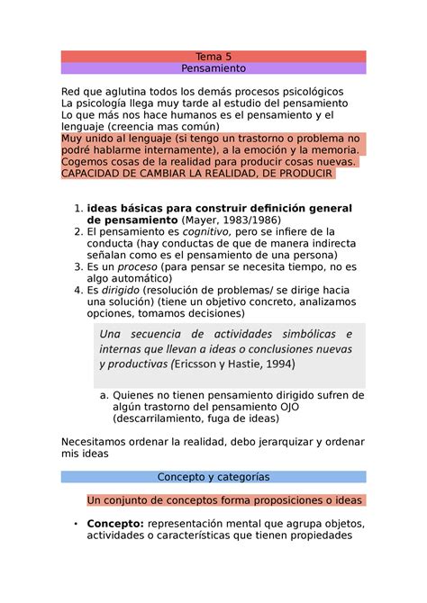 Apuntes Tema Cinco Pensamiento Y Lenguaje Tema 5 Pensamiento Red Que