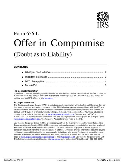 Irs Offer And Compromise Forms Fillable Pdf Printable Forms Free Online