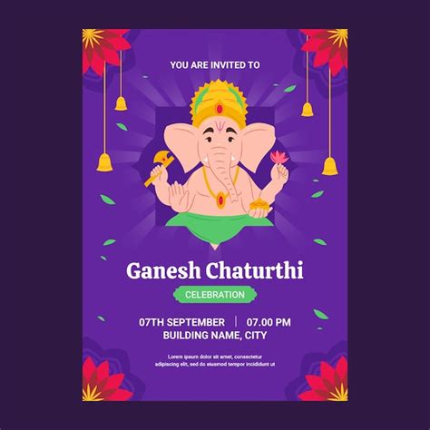 Premium Vector Flat Ganesh Chaturthi Invitation Template