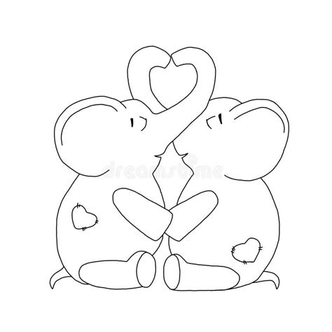 The Outline Of The Two Elephants With Trunks Folded In The Shape Of A