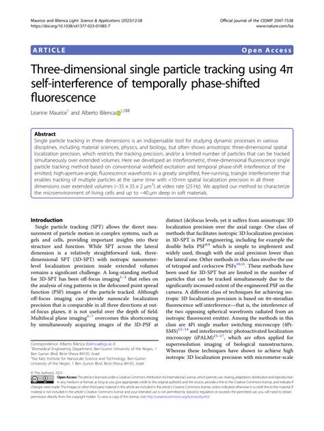 Pdf Three Dimensional Single Particle Tracking Using Self