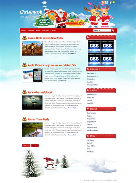 Free Christmas wordpress theme | Templates Perfect