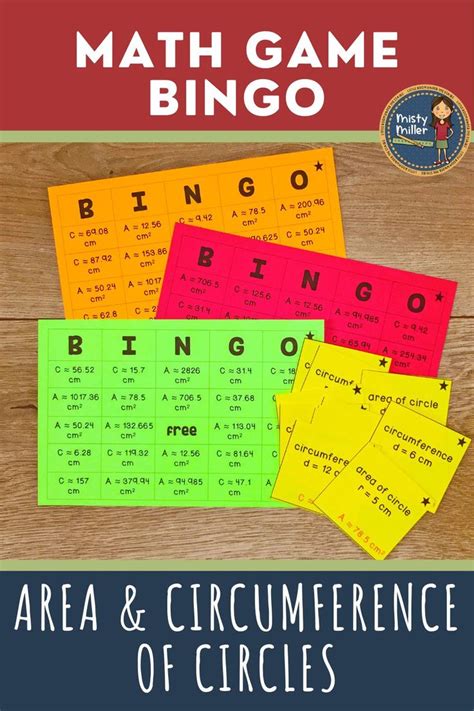 Area And Circumference Of Circles Bingo Math Game Math Activities