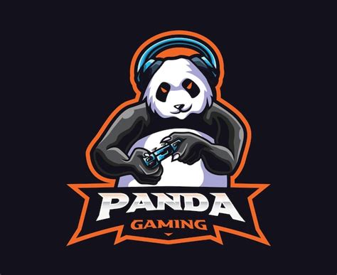 Création De Logo De Mascotte De Joueur Panda Vecteur Premium